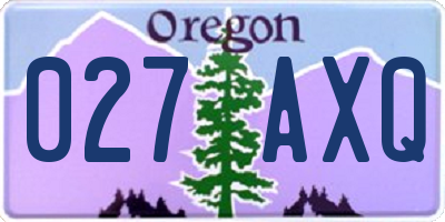 OR license plate 027AXQ