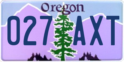 OR license plate 027AXT