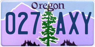 OR license plate 027AXY
