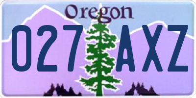 OR license plate 027AXZ