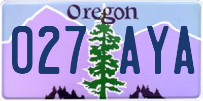 OR license plate 027AYA
