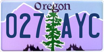 OR license plate 027AYC