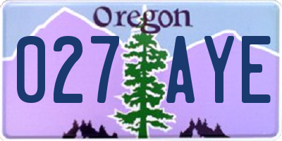 OR license plate 027AYE