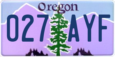 OR license plate 027AYF