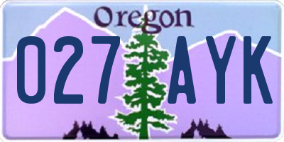 OR license plate 027AYK