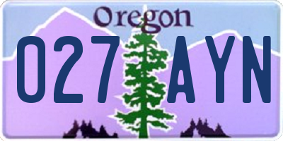 OR license plate 027AYN