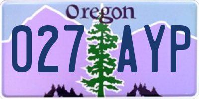 OR license plate 027AYP