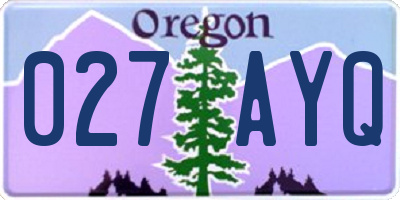 OR license plate 027AYQ