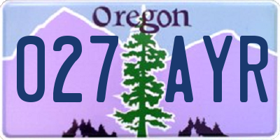 OR license plate 027AYR