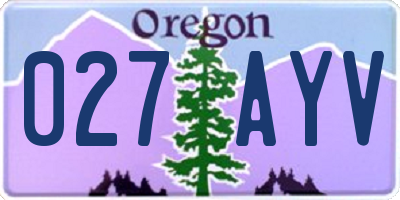 OR license plate 027AYV