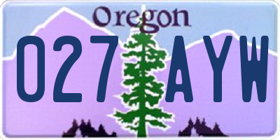 OR license plate 027AYW