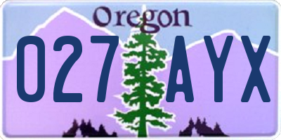 OR license plate 027AYX