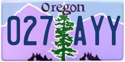 OR license plate 027AYY