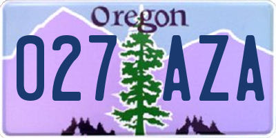 OR license plate 027AZA