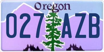 OR license plate 027AZB