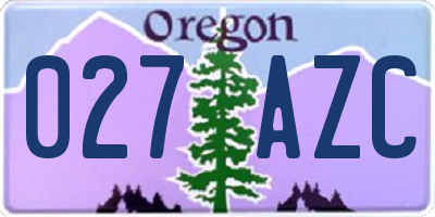 OR license plate 027AZC
