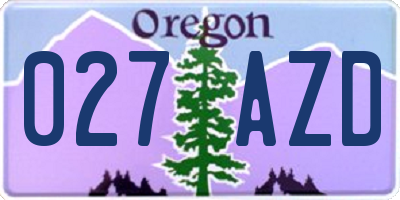 OR license plate 027AZD