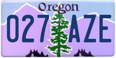 OR license plate 027AZE