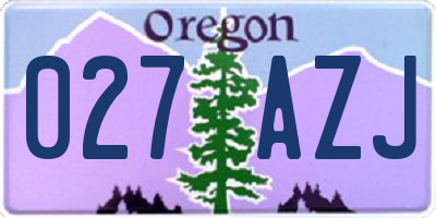 OR license plate 027AZJ