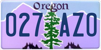 OR license plate 027AZO