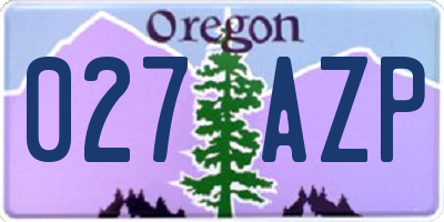 OR license plate 027AZP