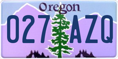 OR license plate 027AZQ