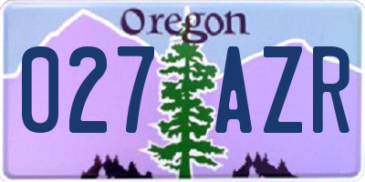 OR license plate 027AZR