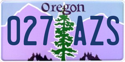 OR license plate 027AZS
