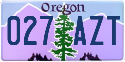 OR license plate 027AZT