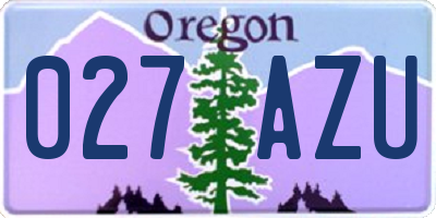 OR license plate 027AZU