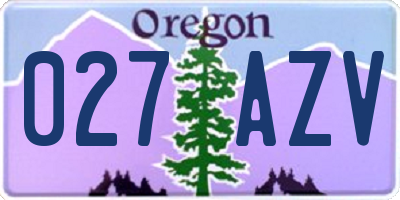 OR license plate 027AZV