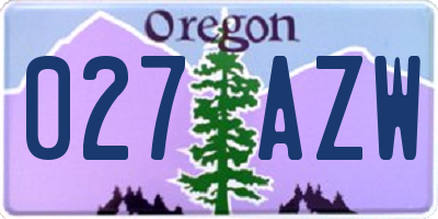 OR license plate 027AZW