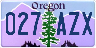 OR license plate 027AZX