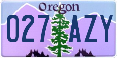 OR license plate 027AZY