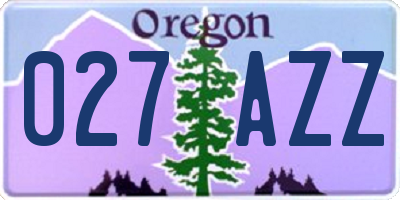 OR license plate 027AZZ