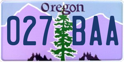 OR license plate 027BAA