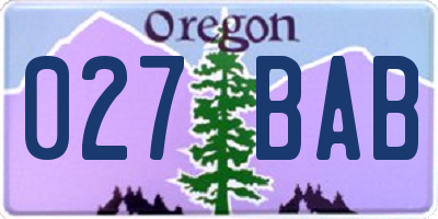 OR license plate 027BAB