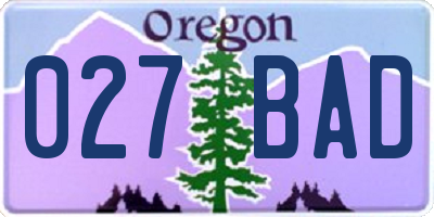 OR license plate 027BAD