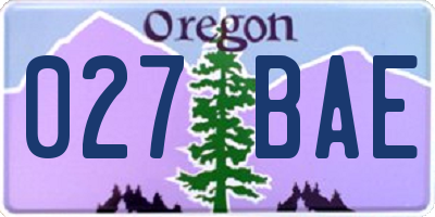 OR license plate 027BAE