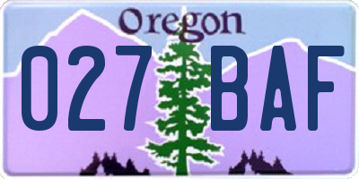 OR license plate 027BAF