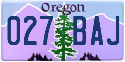 OR license plate 027BAJ