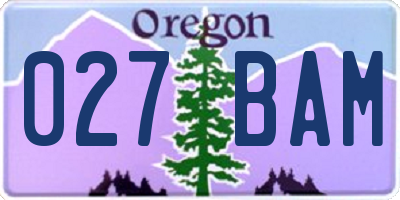 OR license plate 027BAM