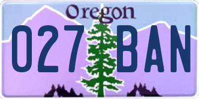 OR license plate 027BAN