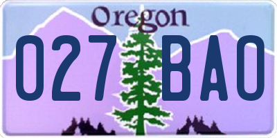 OR license plate 027BAO
