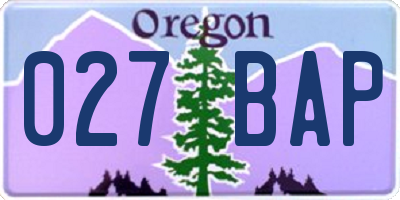 OR license plate 027BAP