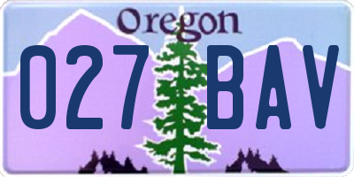 OR license plate 027BAV