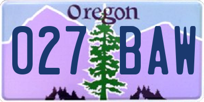 OR license plate 027BAW