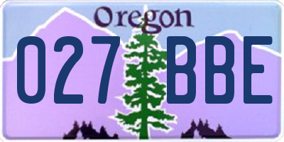 OR license plate 027BBE