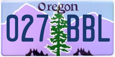OR license plate 027BBL