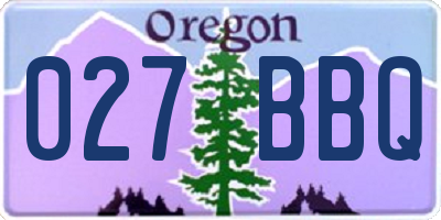 OR license plate 027BBQ